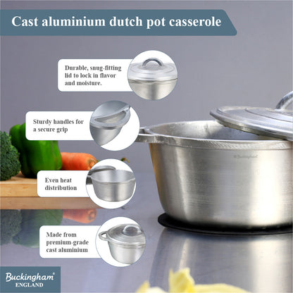 Buckingham Dutch Oven Pot Cast Aluminum Casserole Dish with Lid