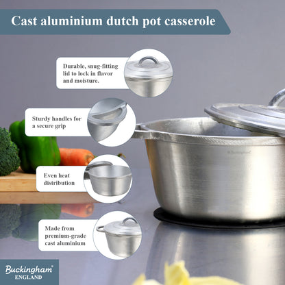Buckingham Aluminium Set of 3 Dutch Pots Casseroles