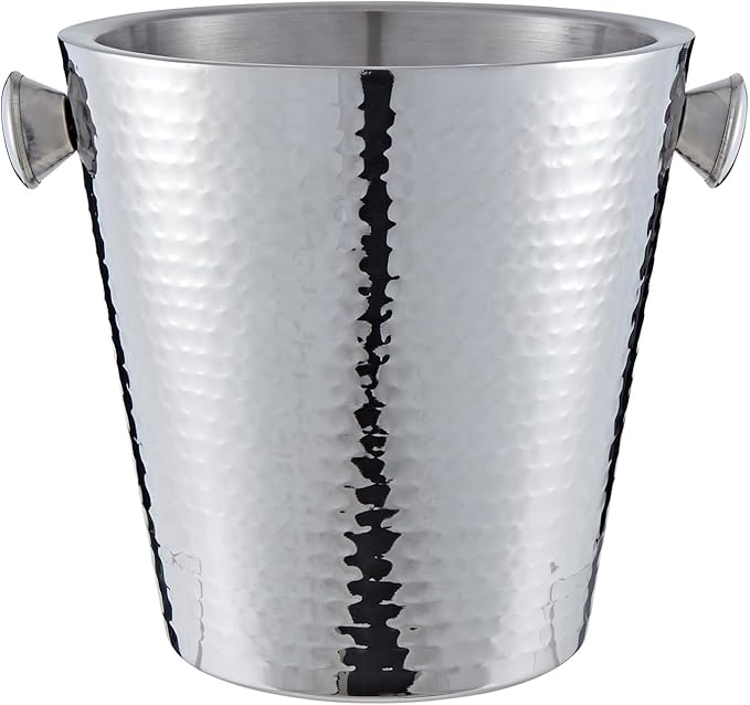 Buckingham Stainless Steel Double Wall Insulated Champagne/Wine Bottle Bucket 4.8 L, 22.5 cm (Hammered Effect)