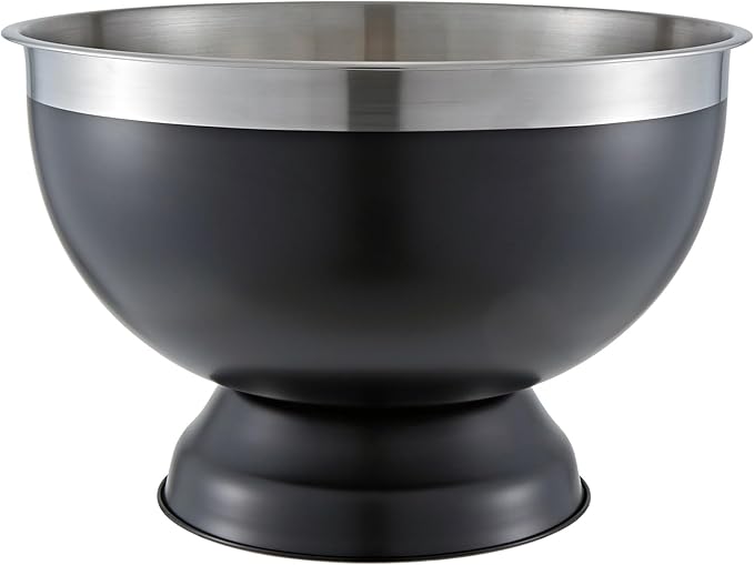 Buckingham Stainless Steel Champagne & Wine Cooler, Punch Bowl, ice Bucket 17.5 L / 40 cm (Black Finish)