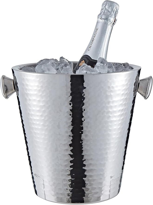 Buckingham Stainless Steel Champagne/Wine Bottle Bucket 4.8 L / 21.5 cm (Hammered Effect)