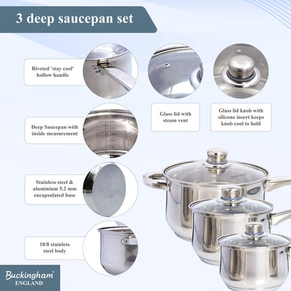 Buckingham 5 Piece Stainless Steel Induction Cookware Set