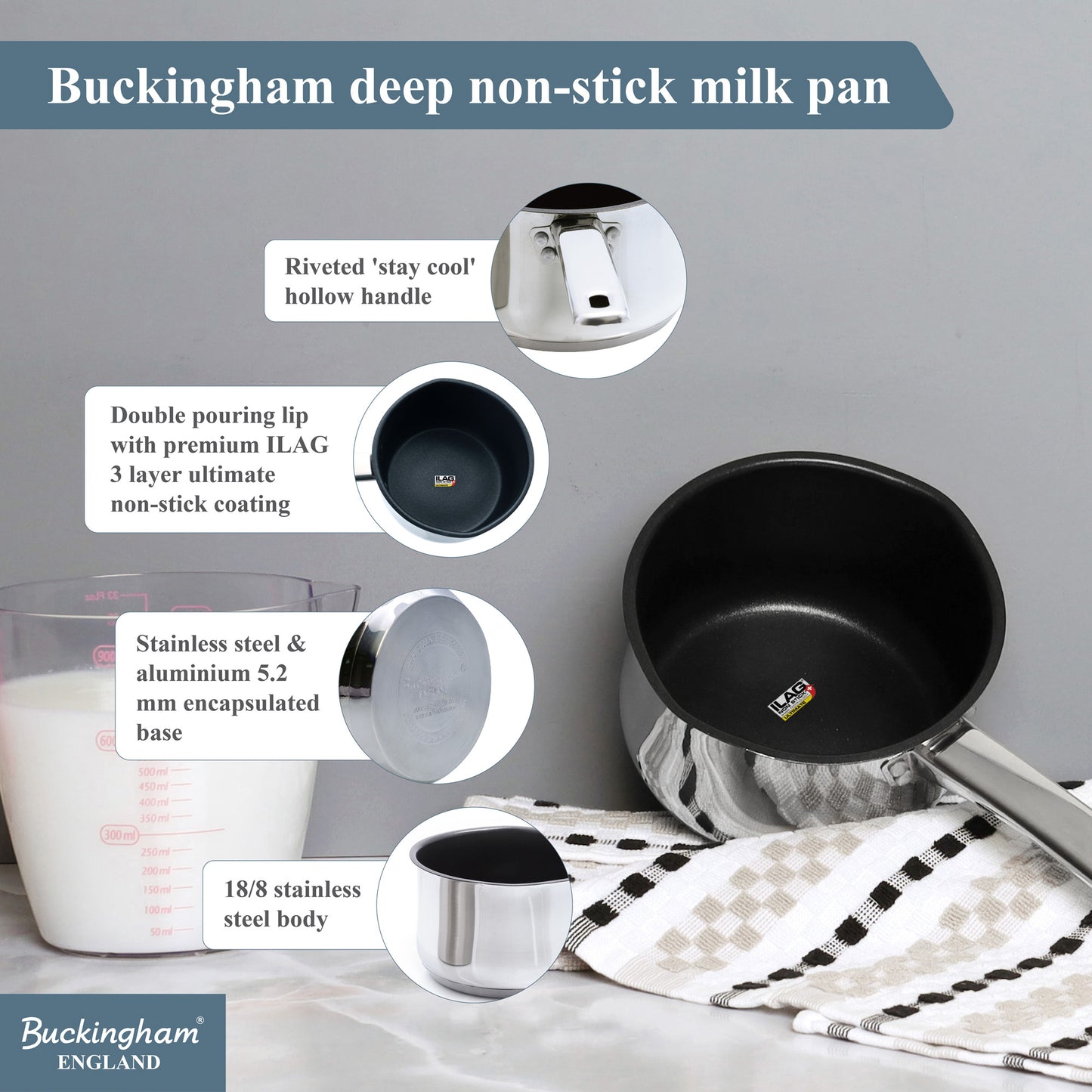 Buckingham 5-Piece Stainless Steel Cookware Set