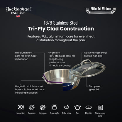 Buckingham Elite Tri-ply 18/8 Stainless Steel Sauté Pan