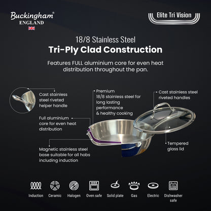 Buckingham Elite Tri-ply 18/8 Stainless Steel Sauté Pan