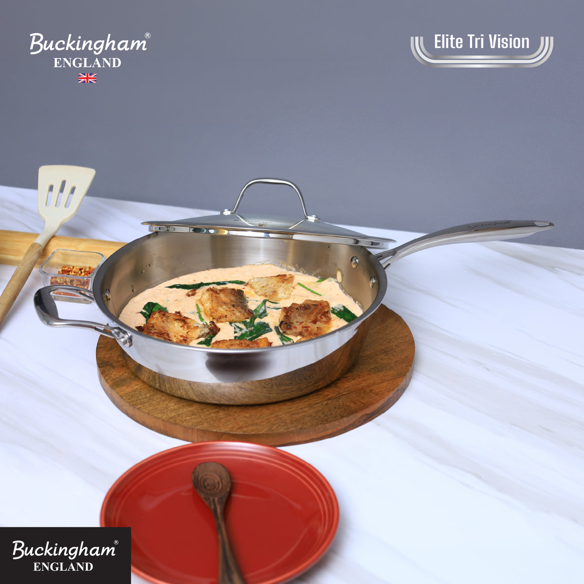 Buckingham Elite Tri-ply 18/8 Stainless Steel Sauté Pan