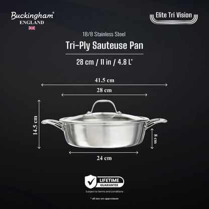 Buckingham Elite Tri 18/8 Stainless Steel Sauteuse Pan