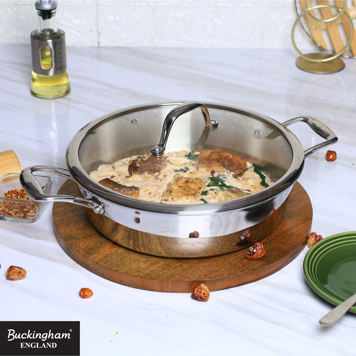 Buckingham Elite Tri 18/8 Stainless Steel Sauteuse Pan