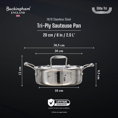 Buckingham Elite Tri-ply 18/8 Stainless Steel Sauteuse pan