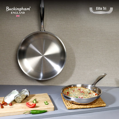 Buckingham Elite-Tri-ply 18/8 Stainless Steel Frying Pan set of 2, 20 cm and 28 cm Uncoated