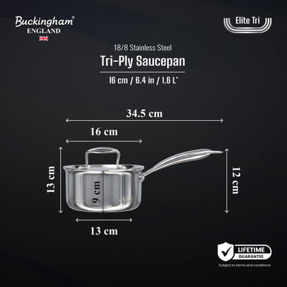 Buckingham Elite Tri 18/8 Stainless Steel Deep Saucepan