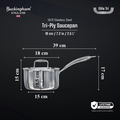 Buckingham Elite Tri 18/8 Stainless Steel Deep Saucepan