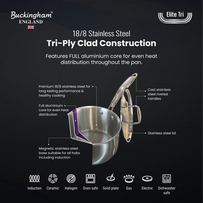 Buckingham 18/8 Stainless Steel Elite Tri set of 4 cookware.