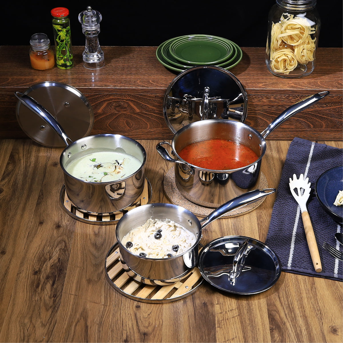 Buckingham 18/8 Stainless Steel Elite Tri set of 4 cookware.