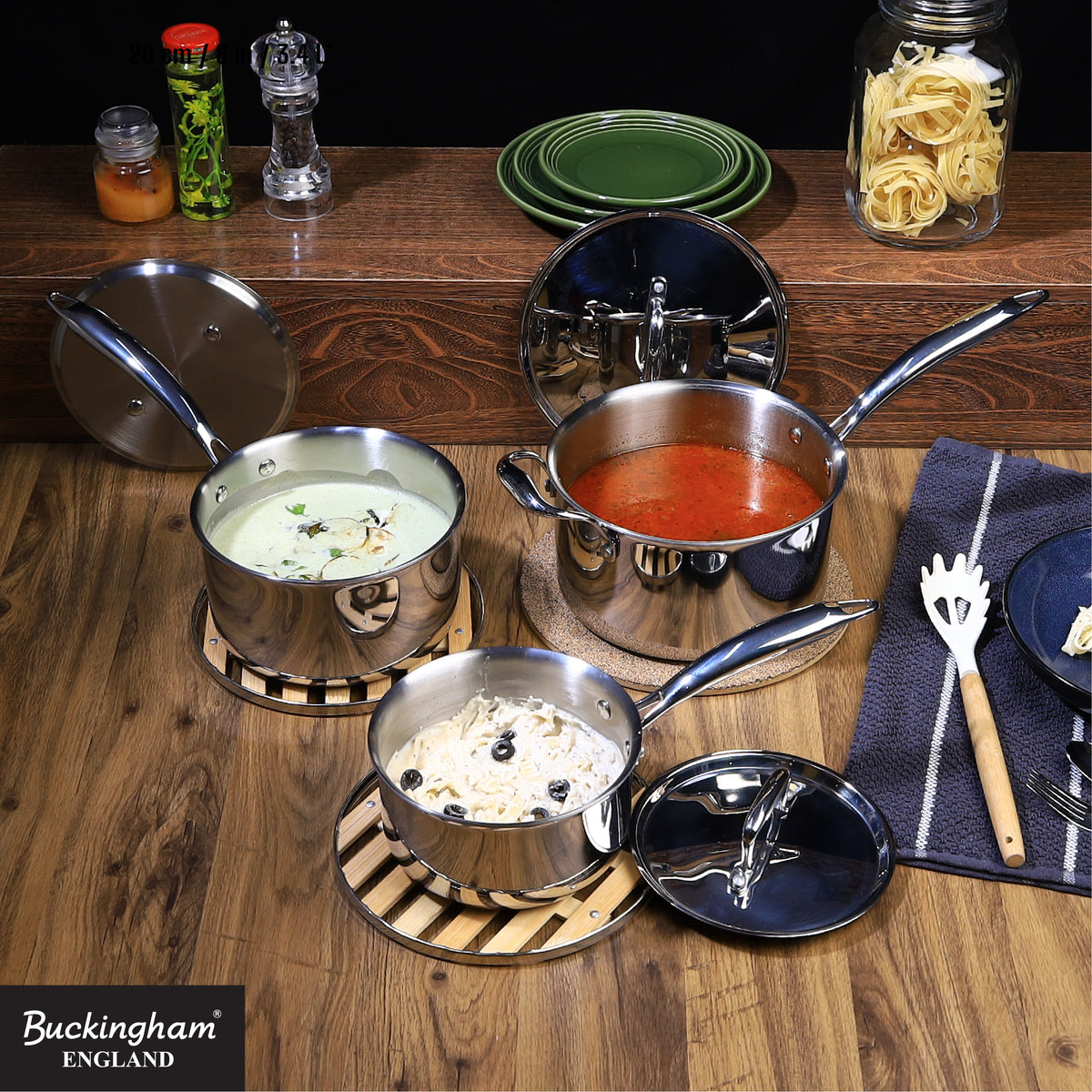 Buckingham Stainless Steel 18/8 Elite Tri set of 5 cookware.