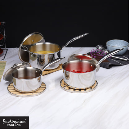 Buckingham Stainless Steel 18/8 Elite Tri set of 5 cookware.