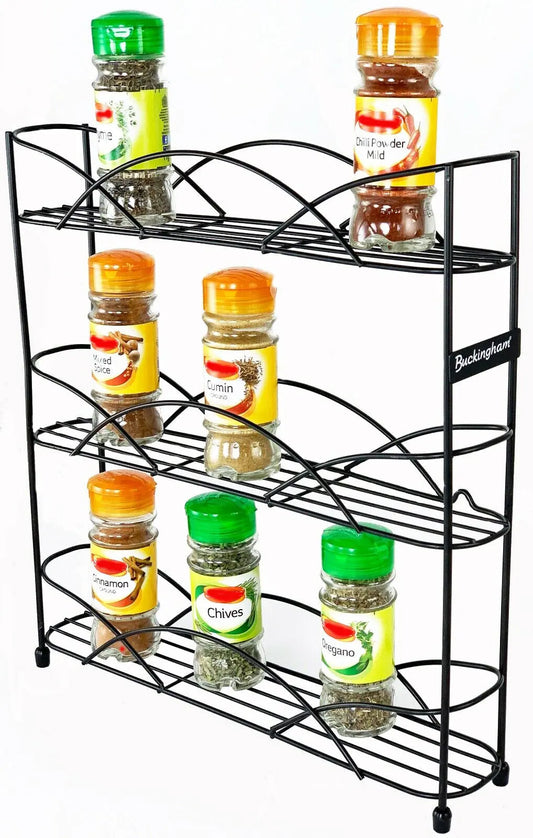 Buckingham 3 Tier Free Standing Spice & Herb Rack Jar Holder Organizer Storage Buckingham Cookware UK