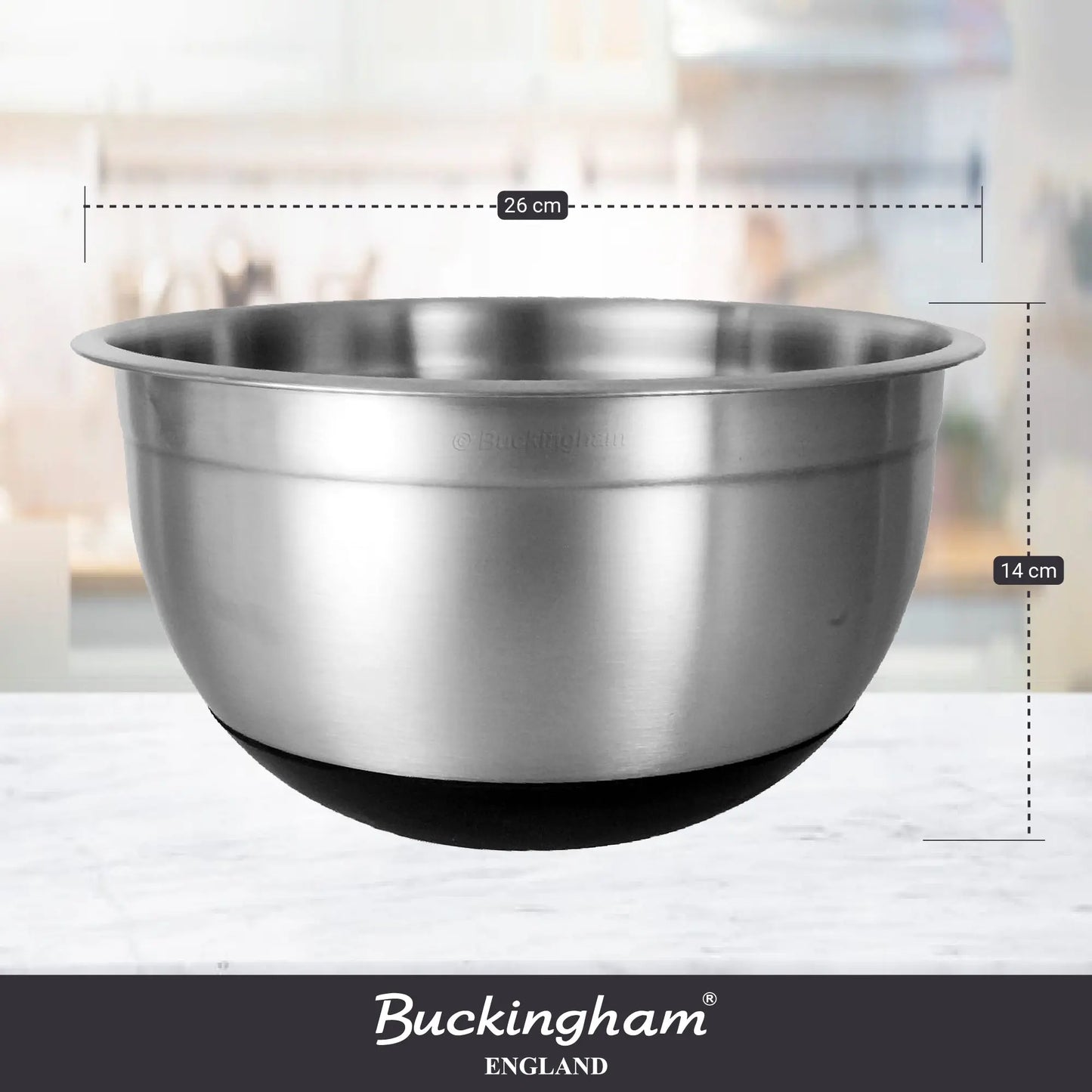 Buckingham 5 Litre Stainless Steel Bowls Designer Salad Mixing Bowl with Silicon Base, Silver Buckingham Buckingham Cookware UK