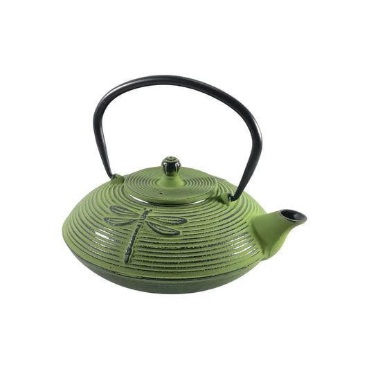 Buckingham Dragonfly Design Tetsubin Japanese Tea Kettle Cast Iron Style Teapot 800 ml with Stainless Steel Mesh Infuser, Cast Iron, Light Green, 22.5 x 18.5 x 19.0 cm Buckingham