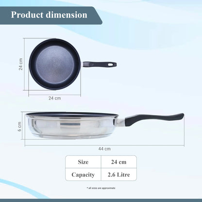 Buckingham Induction Stainless Steel Frying Pan, 24 cm Buckingham