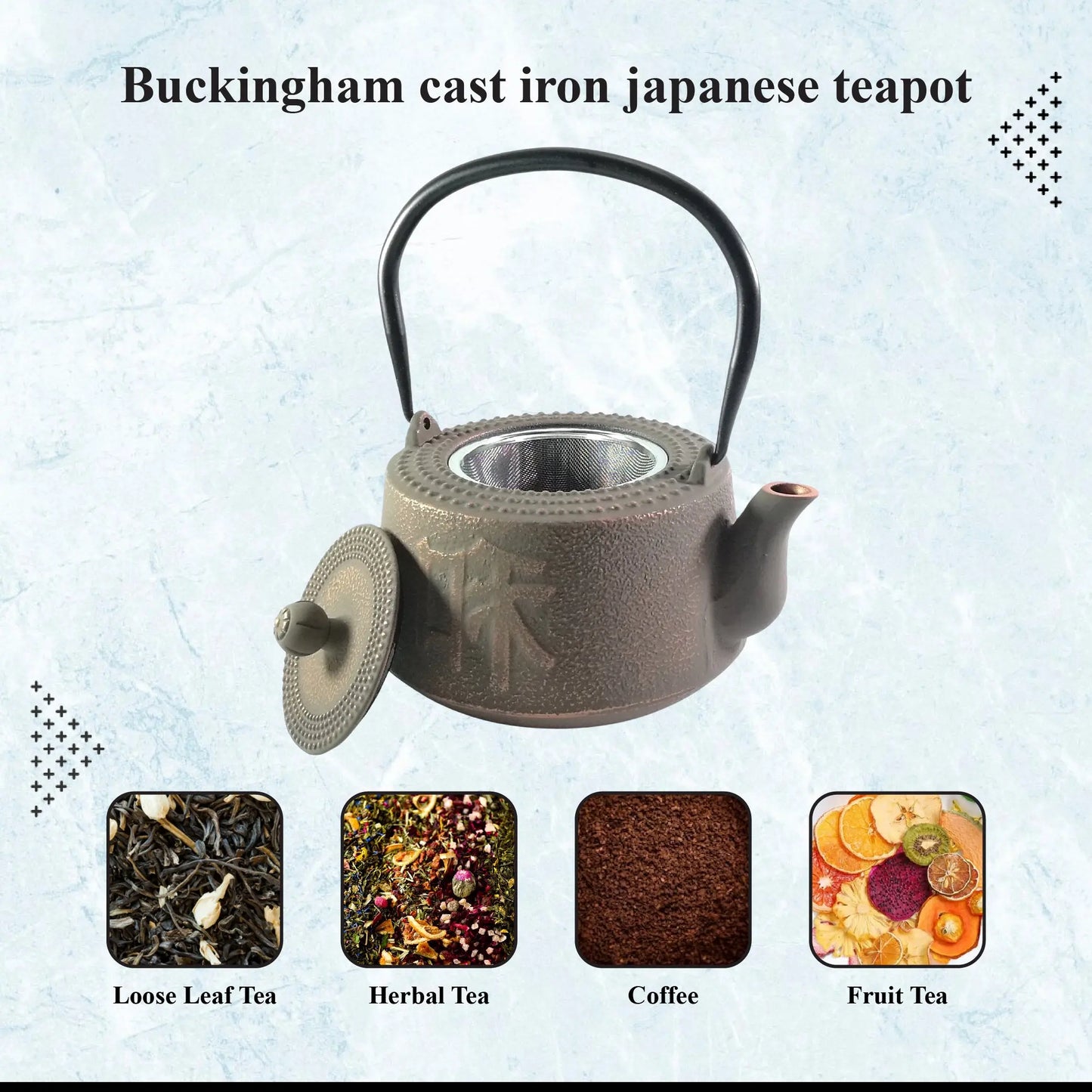 Buckingham Japanese Style Cast Iron Kettle Tea Pot 1300 ml with infuser Buckingham Cookware UK