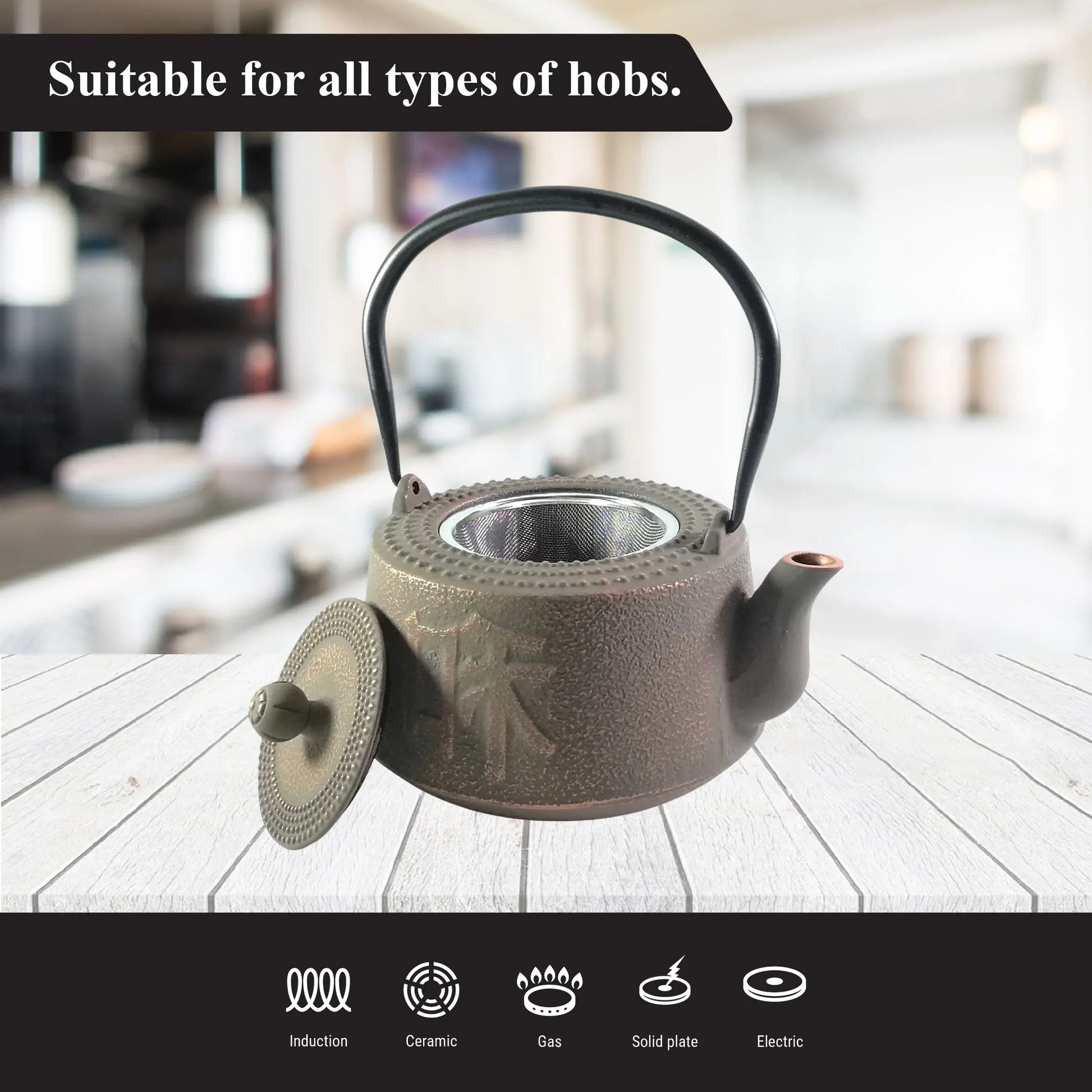 Buckingham Japanese Style Cast Iron Kettle Tea Pot 1300 ml with infuser Buckingham Cookware UK