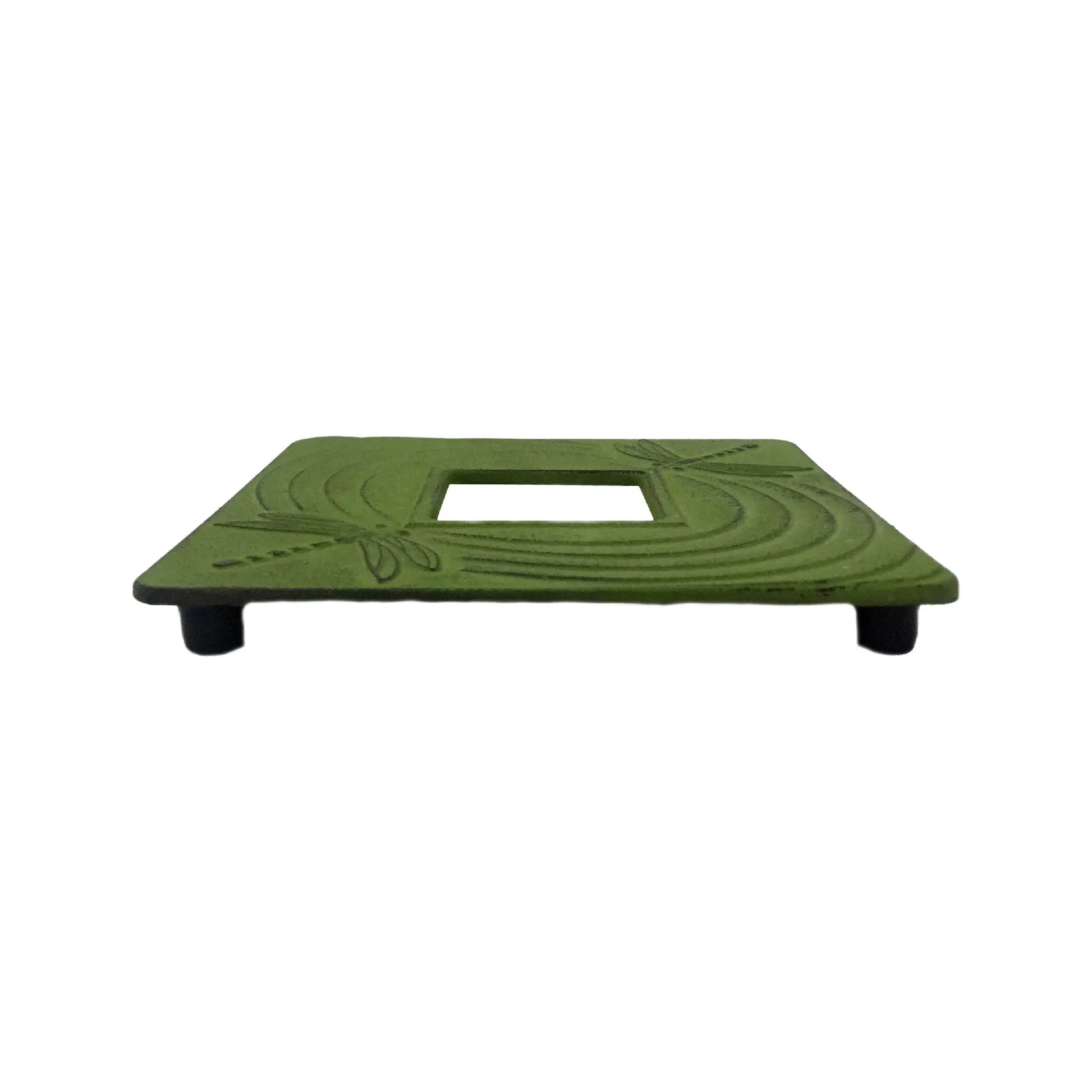 Buckingham Japanese Style Cast Iron Trivet Hot Plate Pot Stand Worktop Protector, 14 cm, Green, Dragonfly Buckingham