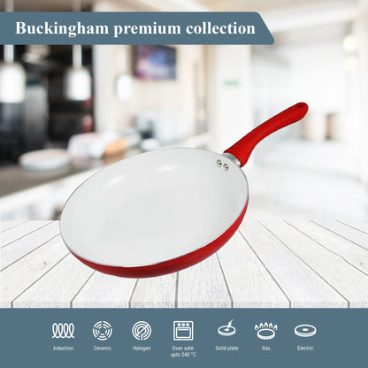 Buckingham Premium Induction Non Stick Pans Ceramic Coated Frying Pan 20 cm , Red Buckingham Cookware UK