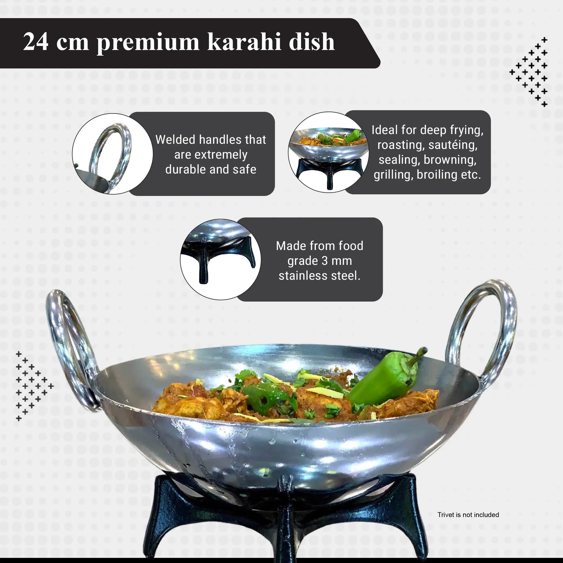 Buckingham Premium Stainless Steel Induction Cooking Balti curry dish Buckingham Cookware UK