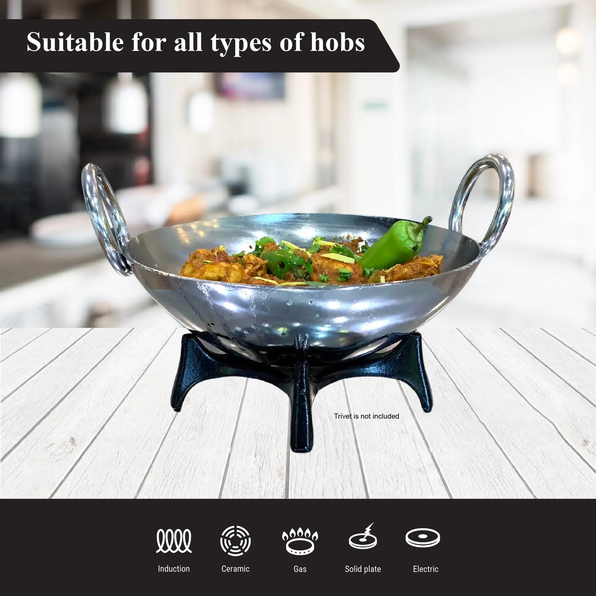 Buckingham Premium Stainless Steel Induction Cooking Balti curry dish Buckingham Cookware UK