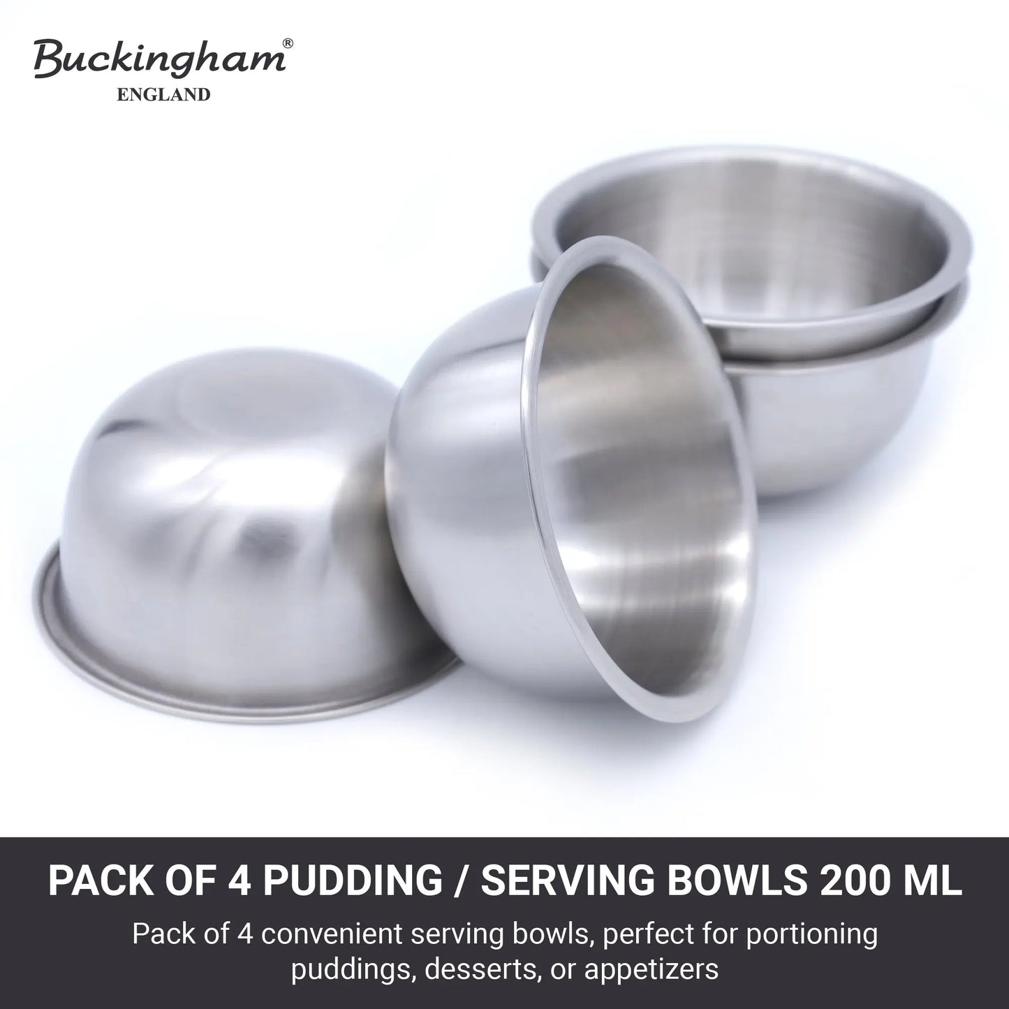 Buckingham Pudding Serving Bowls Matt Finish 0.2 L / 10 cm perfect for serving Desserts Puddings Easy to handle Dishwasher safe Buckingham Cookware UK Buckingham Cookware UK