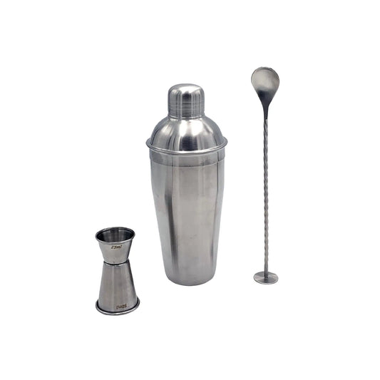 Buckingham Stainless Steel 3 pc Bar Set Cocktail Shaker, Measure Peg, Spoon, Matt Finish Buckingham Cookware UK