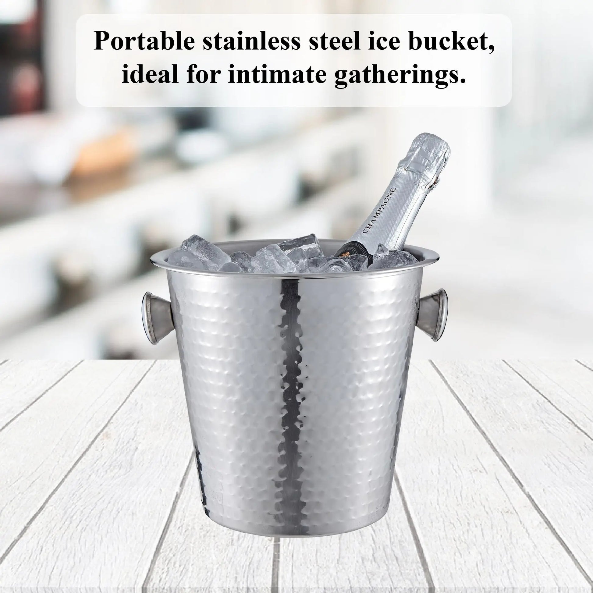 Buckingham Stainless Steel Champagne/Wine Chiller Bucket 4.8 L / 21.5 cm (Hammered Effect) Buckingham Cookware UK