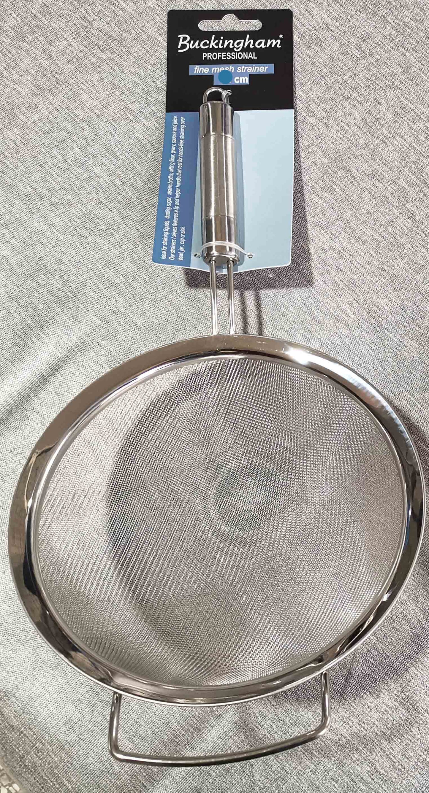 Buckingham Stainless Steel China Cap Fine Mesh Strainer / Sieve – 18 cm Oval SS Handle (NEW) Buckingham Cookware UK