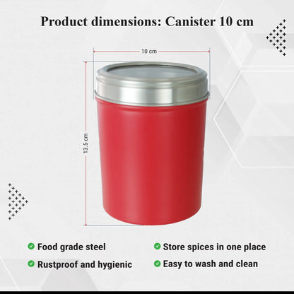 Buckingham Stainless Steel Storage Canisters with Cut-Out Acrylic Lid, 14 cm Red Buckingham Buckingham Cookware UK