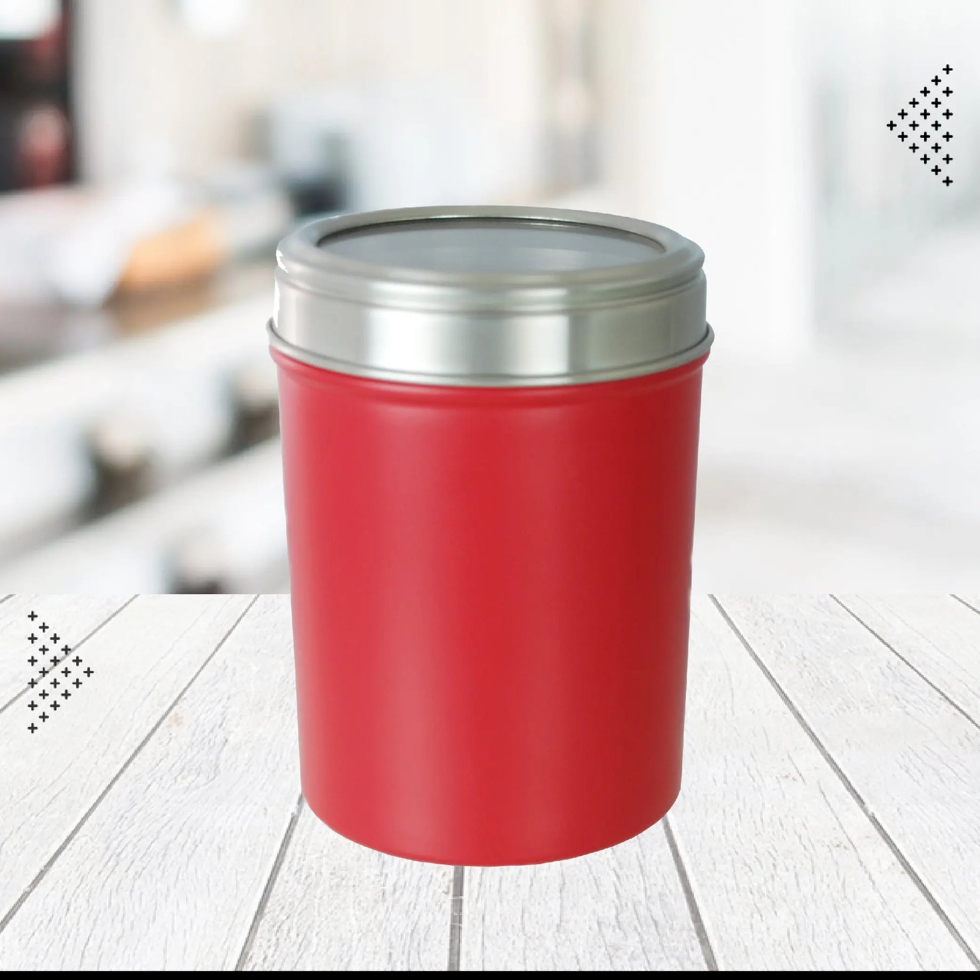 Buckingham Stainless Steel Storage Canisters with Cut-Out Acrylic Lid, 14 cm Red Buckingham Buckingham Cookware UK
