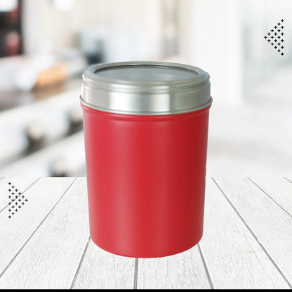 Buckingham Stainless Steel Storage Canisters with Cut-Out Acrylic Lid, 14 cm Red Buckingham Buckingham Cookware UK