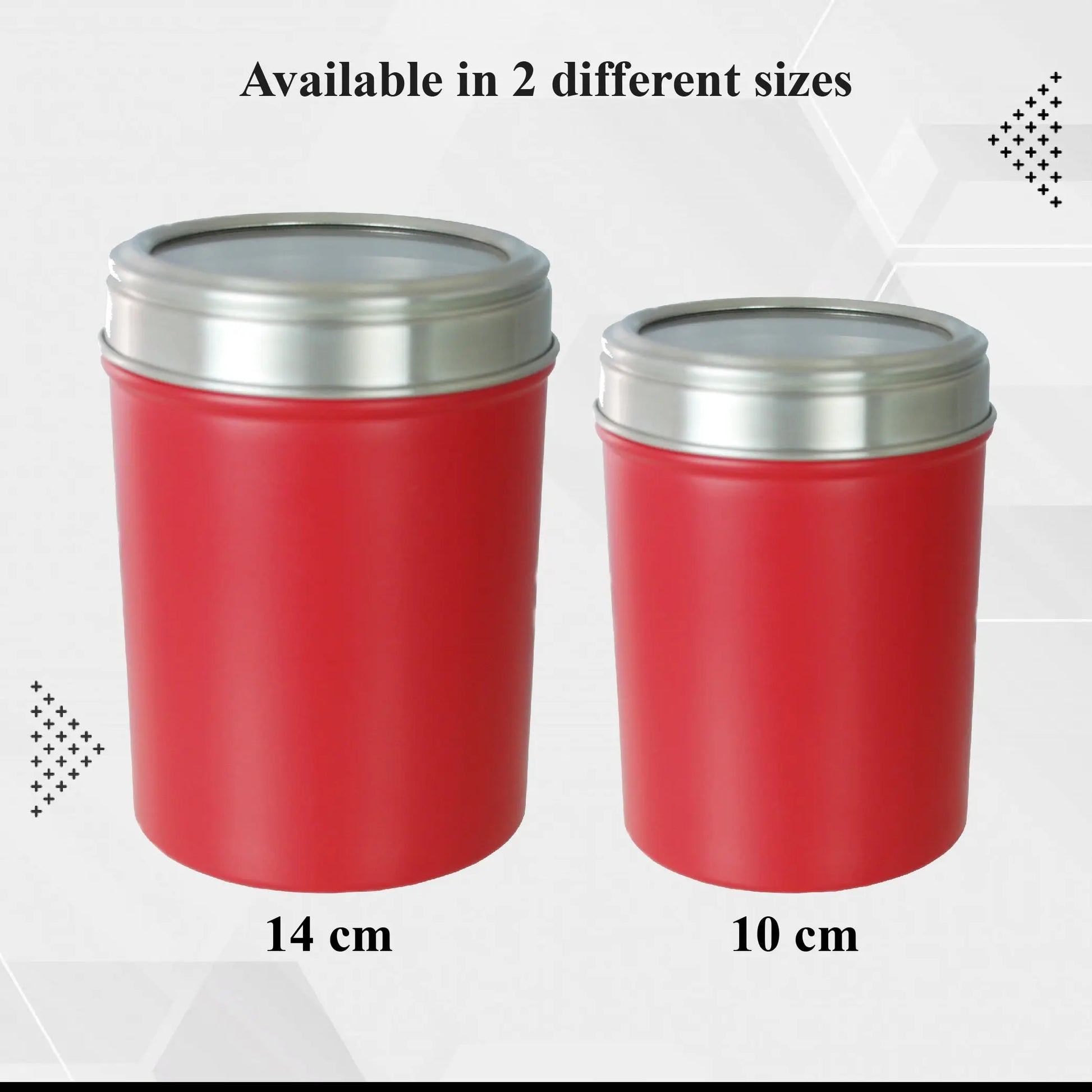 Buckingham Stainless Steel Storage Canisters with Cut-Out Acrylic Lid, 14 cm Red Buckingham Buckingham Cookware UK