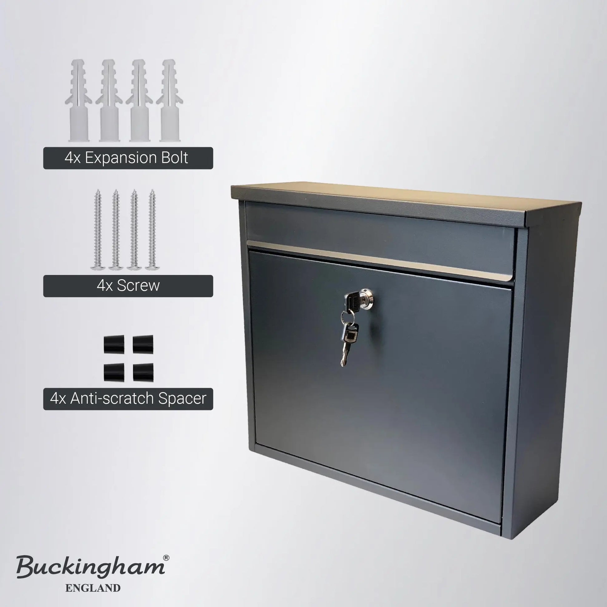 Buckingham Wall Mounted Large Steel Lockable Mail Box Post Letter Box Water Resistant Premium Black Buckingham Cookware UK