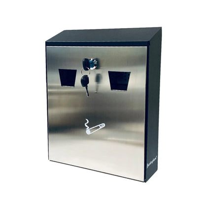 Buckingham Wall Mounted Outdoor Cigarette Bin, Ashtray , Ash Bin, Pubs , Clubs, Office, Home , Luminous Cigarette Motif, Smoking, Lockable, Premium Quality -, Black, Buckingham Cookware UK