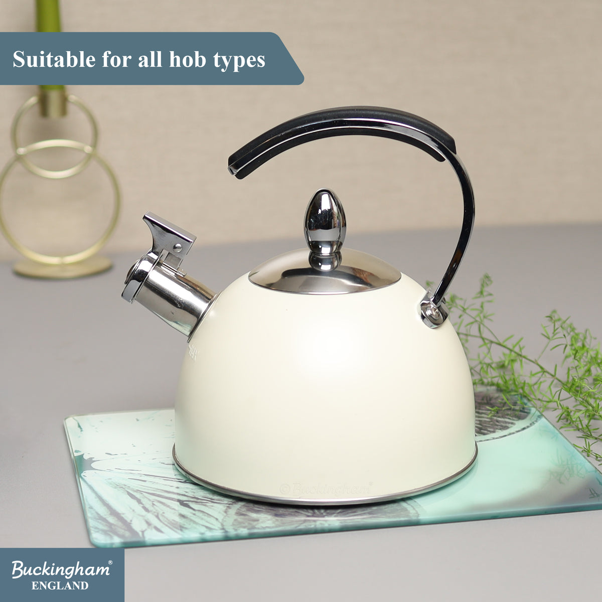 Stove Top Kettle | Cream | Sideview  
