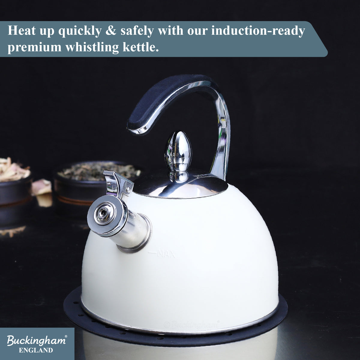 Stove Top Kettle | Cream | Sideview 