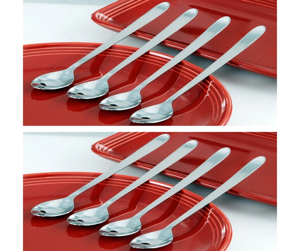 Buckingham Pack of 8 Stainless Steel Long Latte Spoons Long Handle