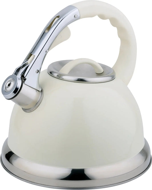 Buckingham Stainless Stove Top Induction Gas Whistling Kettle 3.5 L, Cream Buckingham