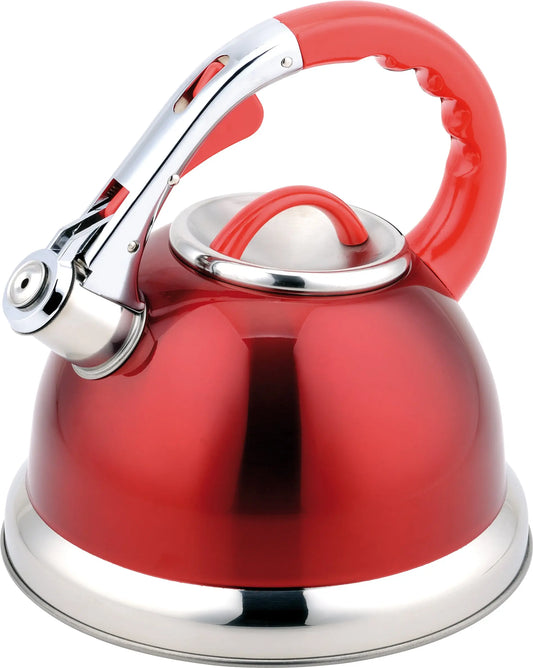 Buckingham Stainless Stove Top Induction Gas Whistling Kettle 3.5 L, Metallic Red Buckingham